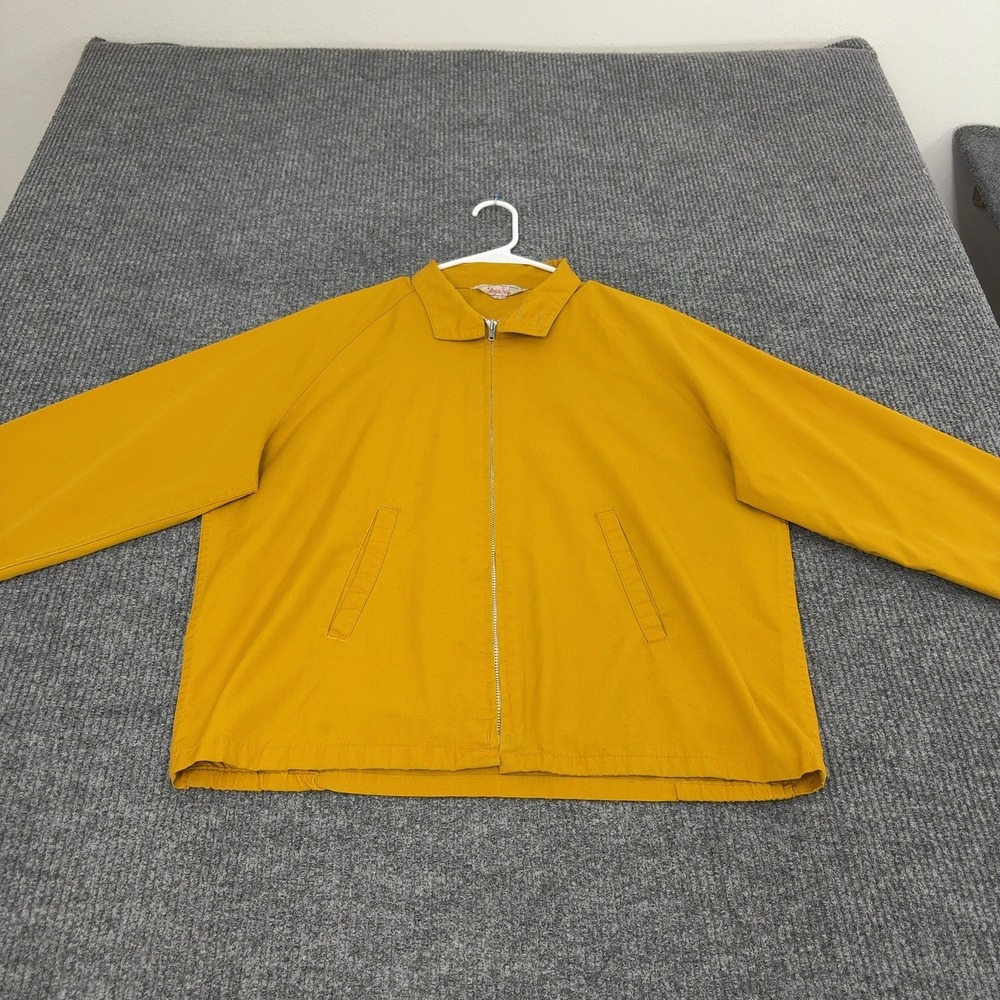 Vtg Daiwa Collegiate Pacific Jacket Men 42 Yellow Poly Cotton Graphic Fishing